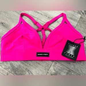 NWT Savage Fenty Magenta Pink Silky Racerback Sports Bra Size 12-14 Large